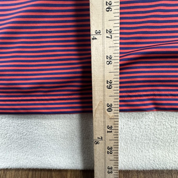 Birdie Retriever Polo Shirt Mens 2XL Red Blue Stripe Golf Performance Stretch - Picture 10 of 11